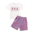 thumbnail image 1 of Gubotare Girls Clothes Outfits Kids Toddler Baby Girls Spring Summer Print Short Sleeve Shorts Outfits Clothes (White,Size 18-24 Months), 1 of 6