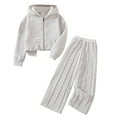 thumbnail image 1 of Gubotare Girls Clothes Winter Girls Long Sleeve 2 Piece Outfits Graphic Sweatshirt and Sweatpants Set Size 8-9 (Grey,8-9 Years), 1 of 8