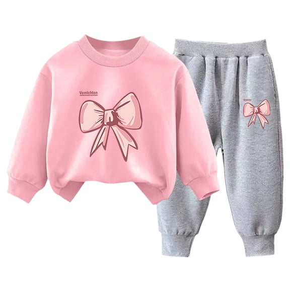 Gubotare Girls Clothing Girls Clothes Long Sleeve T-Shirt and Bottom Pants 2 Pieces Fall Winter Clothes for Teen Girls Size 6-7 (Pink,6-7 Years)