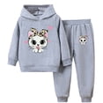 thumbnail image 1 of Gubotare Girls' Clothing Sets Girls' Active Sweatsuit - 2 Piece Fleece Pullover Hoodie and Sweatpants - Jogger Pants Set Size 5T 6T (Grey,5-6 Years), 1 of 7