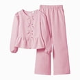 thumbnail image 1 of Gubotare Girls' Clothing Sets Girls Clothes Loose Fit Top and Wide-lege Pants Outfits Size 9-10 (Pink,9-10 Years), 1 of 5
