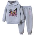 thumbnail image 1 of Gubotare Girls Clothing Sets Girls' Clothing Set Print Crop Top Hoodies Sweatpants 2 Piece Outfits Kids Sweatsuit Tracksuit Jogger Set Size 9-10 (Gray,9-10 Years), 1 of 9