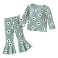 thumbnail image 1 of Gubotare Girls Clothing Sets Toddler Girl Clothes, Toddler Outfit Crew Neck Long Sleeve Top + Pants + Headband 3PCs Set Size 0 9 Months (Green,0-9 Months), 1 of 9