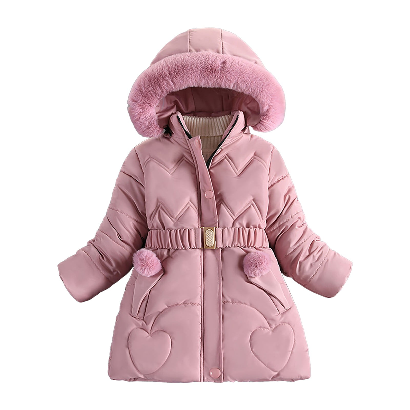 Gubotare Girls Coats Girls Winter Reversible Puffer Jacket Kids Heavyweight -Down Fuzzy Fleece Lined Water-Resistant Coat Size 6-7 (Pink,6-7 Years)