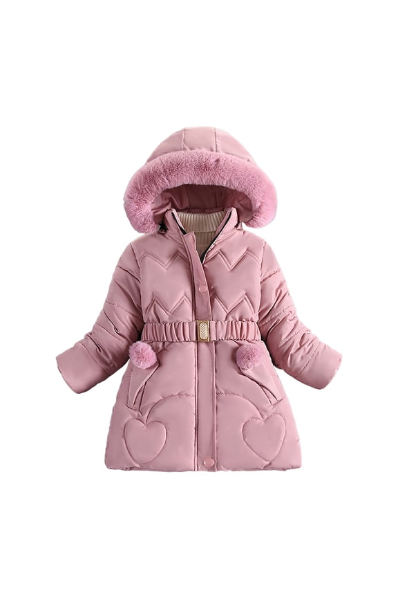 Girls Coats Girls Winter Reversible Puffer Jacket Kids Heavyweight -Down Fuzzy Fleece Lined Water-Resistant Coat Size 6-7 (Pink,6-7 Years)