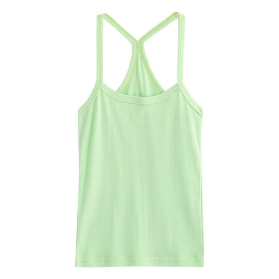 Gubotare Girls Crop Tops Tank Top Girls Dance Tank Tops Racerback Camisole Undershirts Spaghetti Strap Camis Dance Clothes Tank Tops for Girls,Light Green 5-6 Years(140CM)