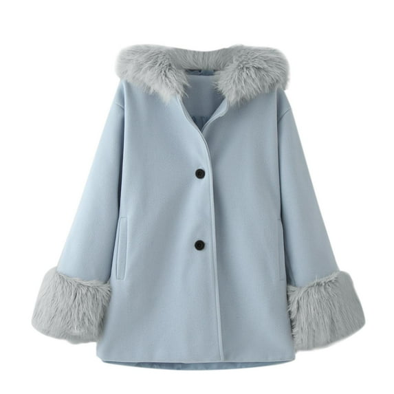 Gubotare Girls Dress Coat Kids Winter Warm Jacket Long Sleeve Button Trench Coat Pocket Long Outerwear (Light Blue,5-6Y)