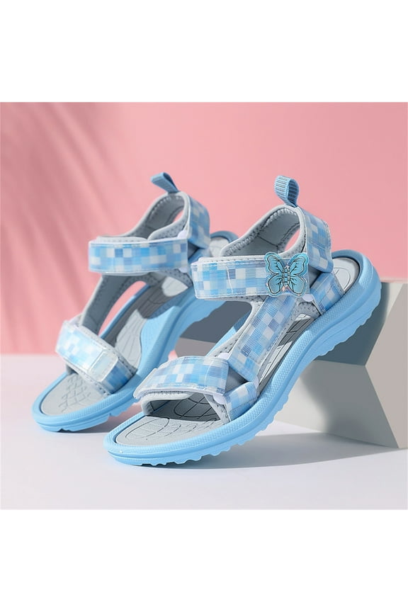 Girls Dress Sandals Toddler Little Kid Girls Sandals Fashion Bow Summer Shoes (Blue,10.5)