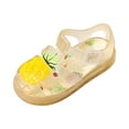 thumbnail image 1 of Gubotare Girls Dress Shoes Jelly Shoes for Toddler Girls Summer Beach Retro Jellies Sandals T-Strap Slingback Little Kids Glitter Soft Closed Toe Princess Dress Flat (Gold,Size 13.5), 1 of 9