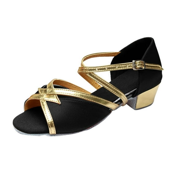 Gubotare Girls Dress Shoes Sandal Girls Dress Shoes Toddler Kids Heels Sandals Ankle Strap Wedding Party Girl Shoes (Black,Big Kids 1)