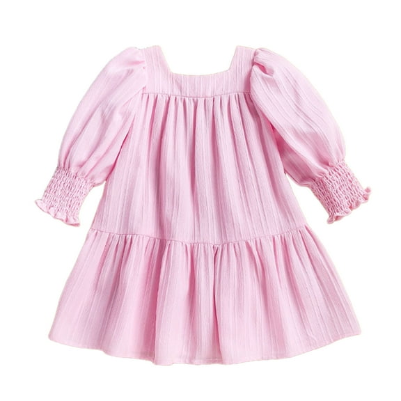 Gubotare Girls Dresses Floral Baby Girl Spring Floral Ruffle Dress Dress Short Sleeve Summer Outfit Casual Toddler Dress (Pink,Size 12-18 Months)