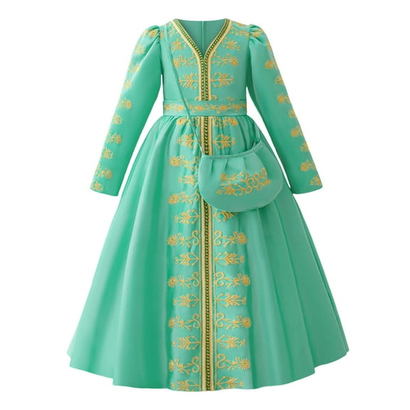 Gubotare Girls Dresses Formal Girls Long Sleeve Basic Skater Dress and A Line Swing School Party Dress (H,Size 6-7 Years)