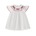 thumbnail image 1 of Gubotare Girls Dresses Little Girls Dress Ruffle Sleeve Floral Smocked Dresses Kids Casual Outfits Toddler Summer Tiered Boho Sundress Size 12-18 Months (White,12-18 Months), 1 of 4