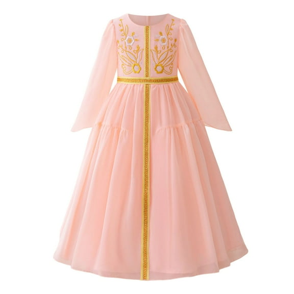 Gubotare Girls Dresses Party Girls Dress Basic Long Sleeve A Line Swing Skater Twirl School Party Dress (L,Size 6-7 Years)