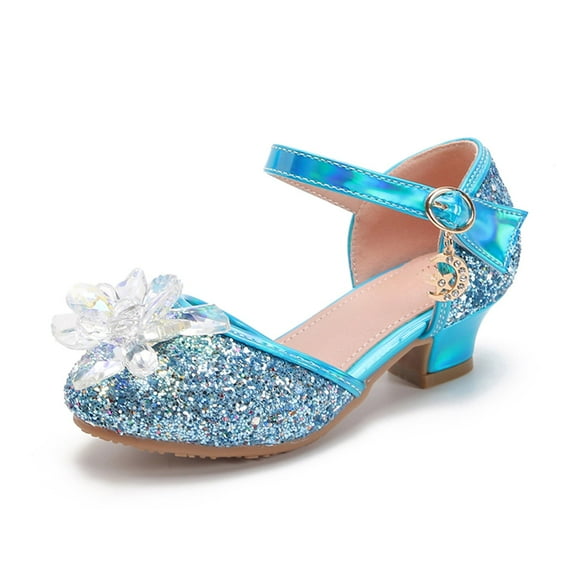 Gubotare Girls Dressy Shoes Girls Shoes High Heels Children's High Heels Little Girls Shoes Stage Performance Dress Shoes (Sky Blue,Big Kids 2)