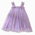 thumbnail image 1 of Gubotare Girls Embroidered Summer Dresses Toddler Kids Girls Summer Dress Sling Blue Floral Casual Dress Pattern Girls Party Dress Sleeveless 4T 5T (Purple,4-5 Years), 1 of 9
