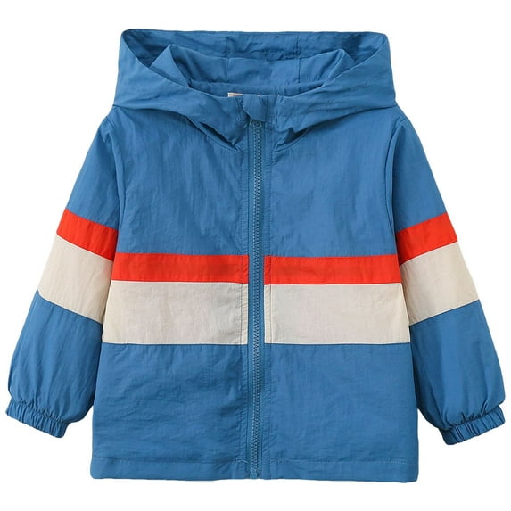 Gubotare Girls Fall Jacket Kids Rain Jacket Boys Girls Lightweight Waterproof Raincoat Youth Full Zip up Button Down Coat Windbreaker Hooded Size 5T 6T (Dark Blue,5-6 Years)