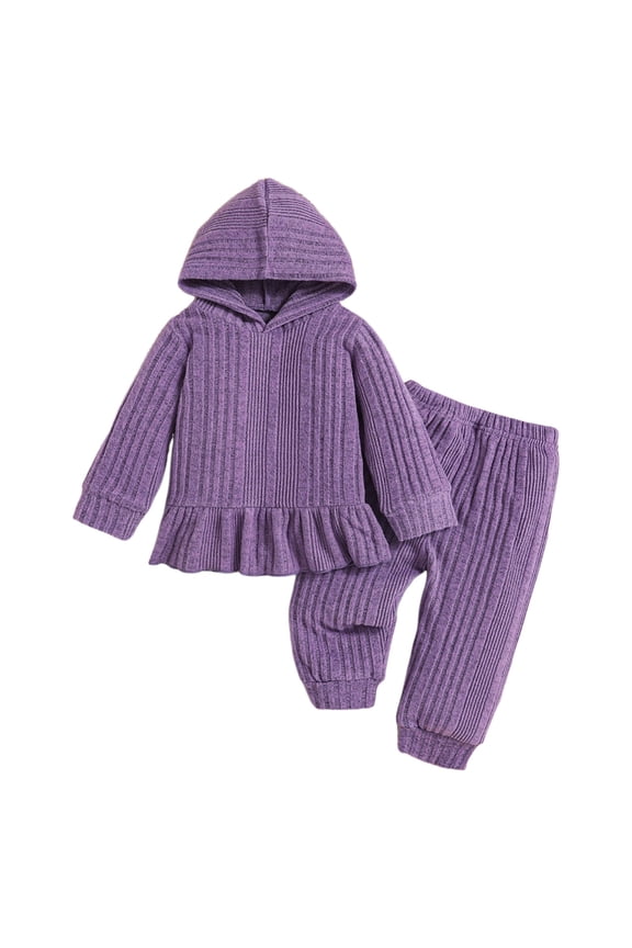 Girls Fall Outfits Little Girls Pullover Hoodie and Leggings Outfit Set Infant to Big Kid Size 9 12 Months (Purple,9-12 Months)
