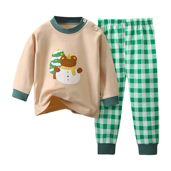 Gubotare Girls Fall Outfits Pattern Girls Long Sleeve 2 Piece Outfits Graphic Sweatshirt and Sweatpants Set Size 5T 6T (Beige,5-6 Years)