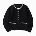 thumbnail image 1 of Gubotare Girls Fall Sweater Girls Cardigan School Uniforms Tops Toddler Knit Long Sleeve Button Sweater Lightweight Crewneck Fall Outwear Size 7-8 (Black,7-8 Years), 1 of 9