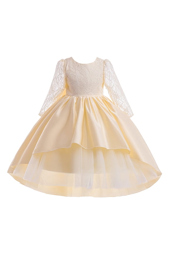 Girls Fancy Dresses Girls Dress Basic Long Sleeve A Line Swing Skater Twirl School Party Dress (Rose Gold,Size 7-8 Years)