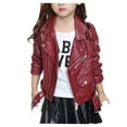 thumbnail image 1 of Gubotare Girls Leather Quilted Shoulder Motorcycle Jackets Kids Spring Moto Biker Coats Size 8-9 (,8-9 Years), 1 of 7