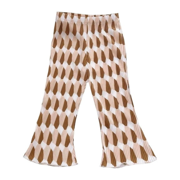 Gubotare Girls Flare Pants Kids Girls High Waist Wide Leg School Uniform Pants (Khaki,Size 18-24 Months)