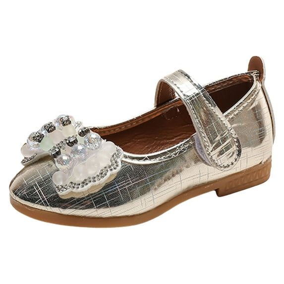 Gubotare Girls' Flats Little Toddler Girls Dress Shoes Ballet Flats Kids Mary Janes,Gold 1.5-2 Years