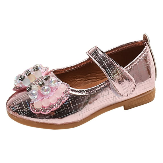 Gubotare Girls Flats Shoes Mary Jane Front Bow Heart Rhinestone Buckle Ballerina Flat (Toddler/Little Girl),Pink 3.5-4 Years