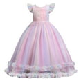 thumbnail image 1 of Gubotare Girls Formal Dress Flower Girl Dress V-Back Ruffle Sleeve Dresses Girls Tulle Dress for Wedding with Bow-Knot (Pink,Size 9-10 Years), 1 of 9