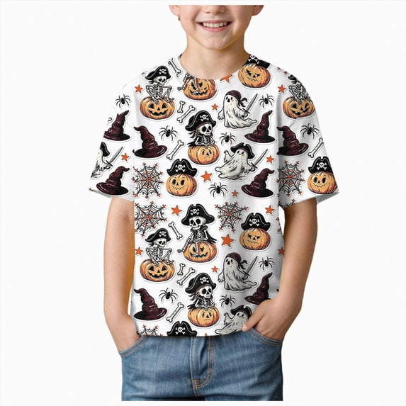 Gubotare Girls Halloween Shirts Girls' Shirts Short Sleeve Shirts Girls' T Shirts Soft Basic Tees Kids' T Shirts Size 8-9 (Black,8-9 Years)