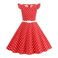 thumbnail image 1 of Gubotare Girls Holiday Dresses Girls Dresses Ruffle Sleeve Dress Flutter Hem A-Line Swing Pleated Tiered Casual Party Dress Size 8-9 (Red,8-9 Years), 1 of 9