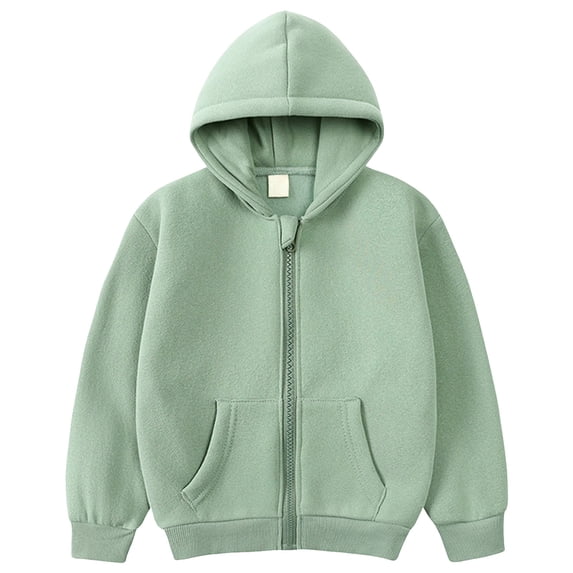 Gubotare Girls Hooded Fleece Jacket Toddle Girl's Zip Up Fuzzy Fleece Jacket Warm Coat Outerwear Size 9-10 (Light Green,9-10 Years)