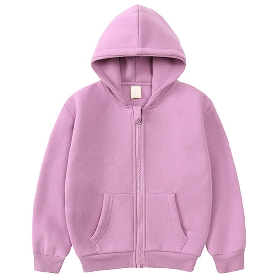 Gubotare Girls' Hooded Sherpa Jacket Cute Girls Hooded Fleece Jacket Full Zipper Outerwear Size 7-8 (Purple,7-8 Years)