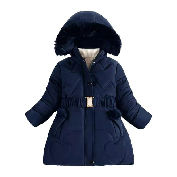 Gubotare Girls Hoodie Coat Baby Kids Winter Coat Puffer Down Jacket Windproof Light Winter Jacket Hooded Outwear Size 4T 5T (Navy,4-5 Years)