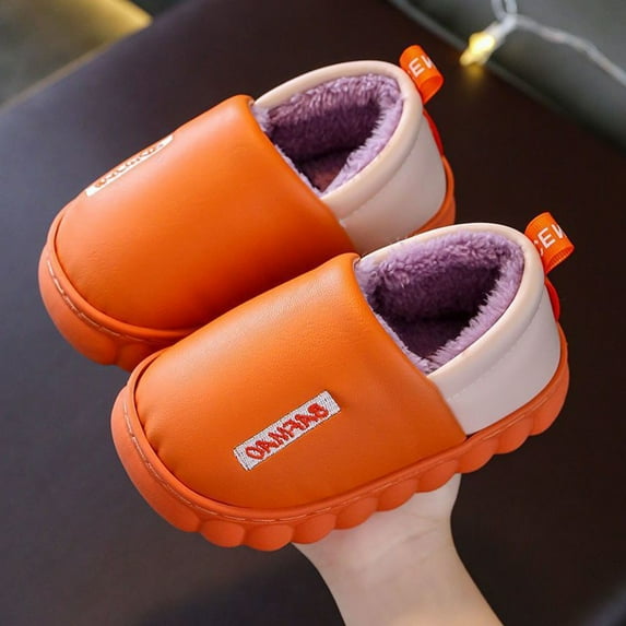 Gubotare Girls House Slippers Toddler Slippers Girl Boy House Slipper Kids Outdoor Indoor Winter Warm Girls Boys Slipper (Orange,9)