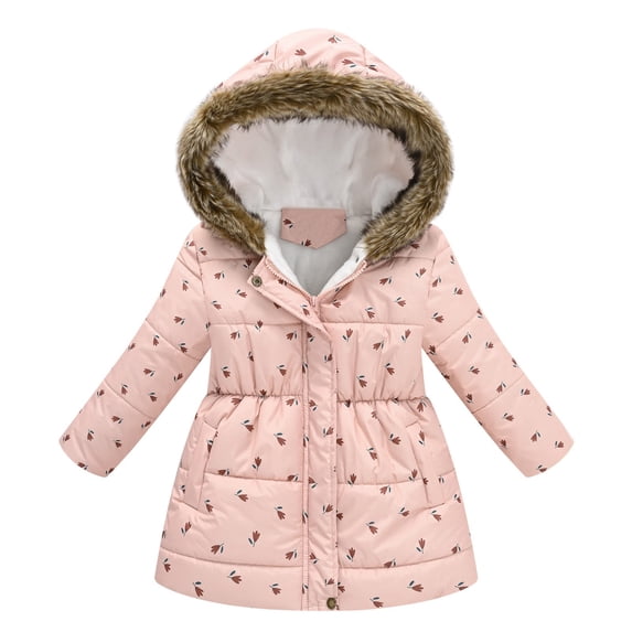 Gubotare Girls Jacket Baby Kids Winter Coat Puffer Down Jacket Windproof Light Winter Jacket Hooded Outwear Size 4T 5T (Light Pink,4-5 Years)