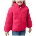 thumbnail image 1 of Gubotare Girls Jacket Fleece Girls Boys Polar Fleece Jacket Fur Lined Stand Collar Unisex Kids Full Zipper Size 9-10,(Hot Pink 9-10 Years), 1 of 9