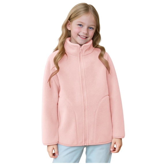 Gubotare Girls Jacket Thin Girls Fleece Jacket Sherpa Outwear Coat Fall Winter Size 7-8,(Light Pink 7-8 Years)