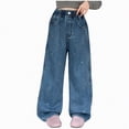 thumbnail image 1 of Gubotare Girls Jeans Toddler Boys Baggy Cargo Jeans Elastic High Waist Pants Vintage Wide Leg Ripped Jeans Loose Fit for Kids 4T 5T (Blue,4-5 Years), 1 of 9