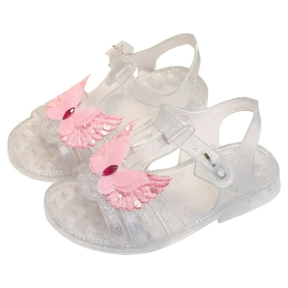 Gubotare Girls Jelly Shoes Mary Jane Dance Party Shoes Princess Sandals for Little Girls (White,Size 9)