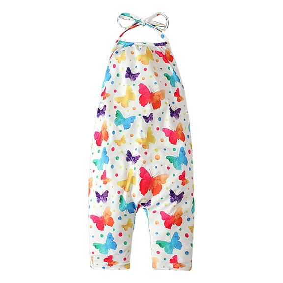 Gubotare Girls Jumpsuit Baby Girls Jumpsuit Summer Romper Overall Toddler Kid One Piece Size 12-18 Months (White,12-18 Months)