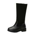 thumbnail image 1 of Gubotare Girls Knee High Boots with Heel Toddler Girl Winter Boot Fashion Autumn And Winter Children Mid Calf Boots Thick Bottom Non Slip Round Toe Solid Color Size 11.5 (Black,Little Kids 11.5), 1 of 9