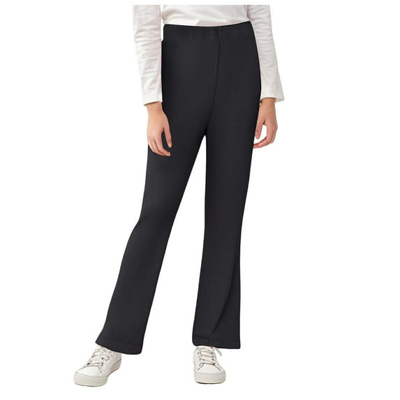 Gubotare Girls Leggings Athletic Girls Flare Leggings High Waisted Bootcut Yoga Pants Kids Teens Dance Bell Bottoms Stretch Tights (Black,Size 7-8 Years)