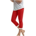 thumbnail image 1 of Gubotare Girls Leggings Capri Girls Athletic Capri Leggings, Kids Yoga Pants with Pockets, Teen Girls Stretch Dance Running Workout Pants (Red,Size 12-13 Years), 1 of 8