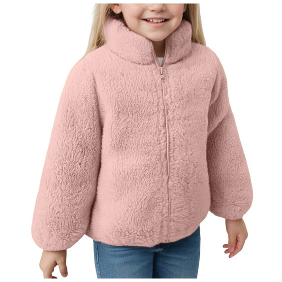 Gubotare Girls Lightweight Jacket Baby Girls Long Coat Toddler Kids Winter Fleece Jacket Warm Outwear Clothes Thick Trench Coat Size 18 24 Months,(Pink 18-24 Months)