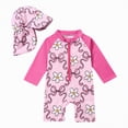 thumbnail image 1 of Gubotare Girls Long Sleeve Bathing Suit Baby Girl Swimsuit Long Sleeve One Piece Swimwear with Easy Zipper Infant Bathing Suit 6 12 Months (Pink,6-12 Months), 1 of 8
