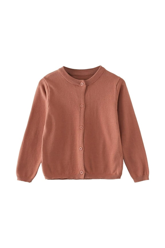 Girls Long Sleeve Cardigan Kids Baby Girl Cardigan Sweater Infant Toddler Long Sleeve Button Up Knit Jacket Coat Warm Fall Winter Clothes Size 4T 5T (Rose Gold,4-5 Years)