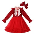 thumbnail image 1 of Gubotare Girls Long Sleeve Dress Girls Fall Dress Long Sleeve Casual Winter Dresses Size 6-7(Red,6-7 Years), 1 of 8