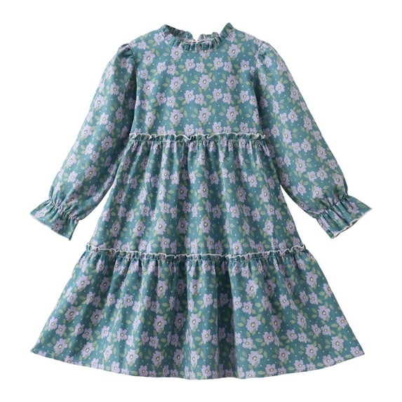Gubotare Girls Long Sleeve Dress Little Girls Fall Maxi Dresses Long Sleeve Outfits Size 6-7(Sky Blue,6-7 Years)